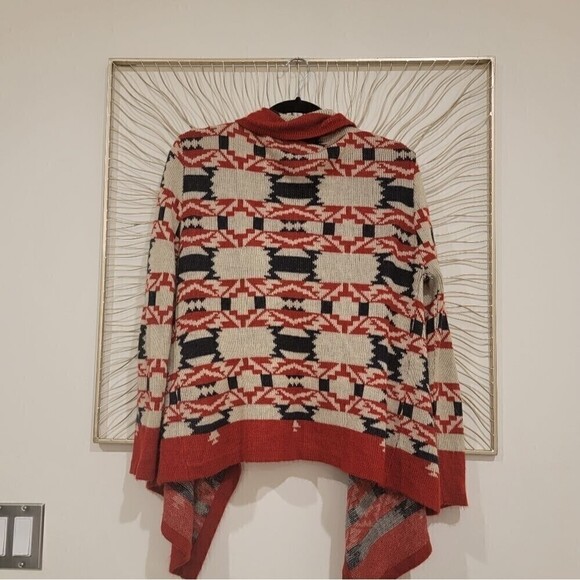 B Sharp Assymetrical Waterfall Drape Front Aztec Print Mohair Blend Cardigan - Picture 10 of 13